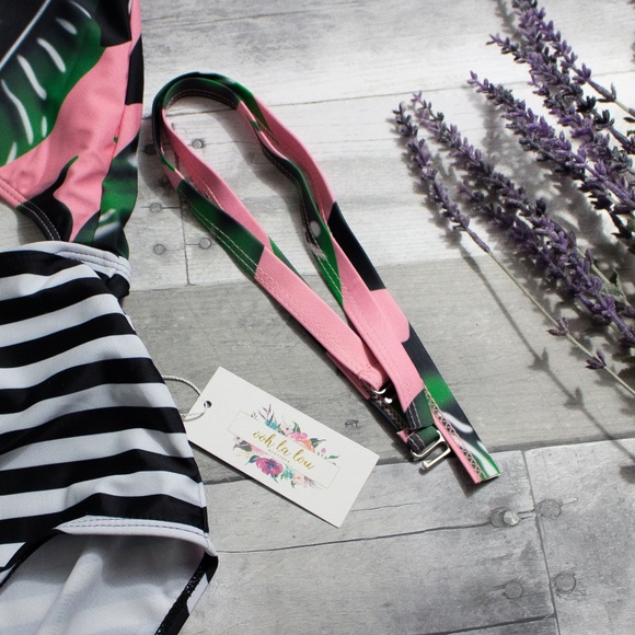 Palm leaf floral print swimsuit bikini swimwear - Picture 2 of 8